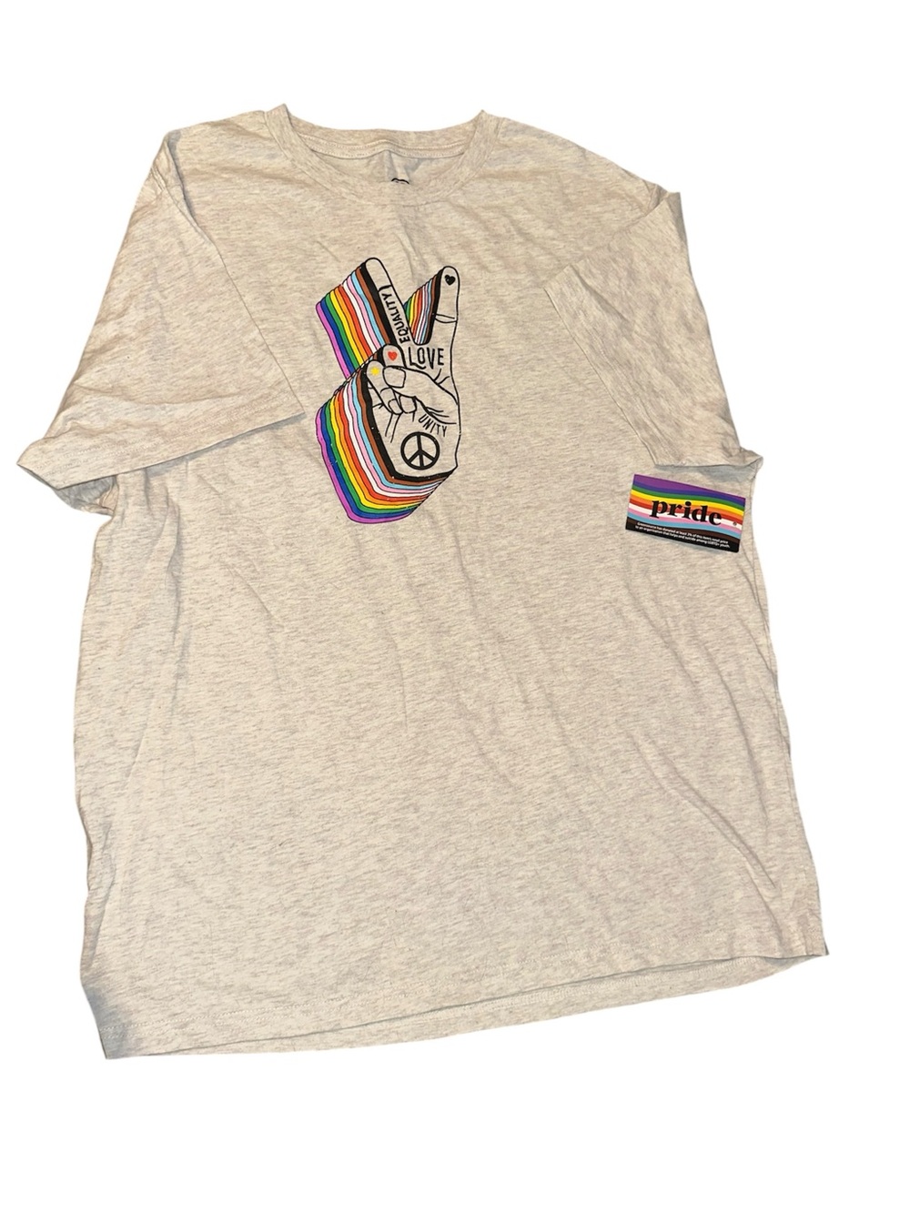 NWT Pride Peace and Love Everyone Graphic Tee - Light Gray